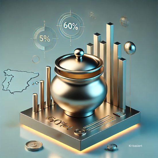 KI-Illustration: Der gedeckelt Vermögensteuer-Topf